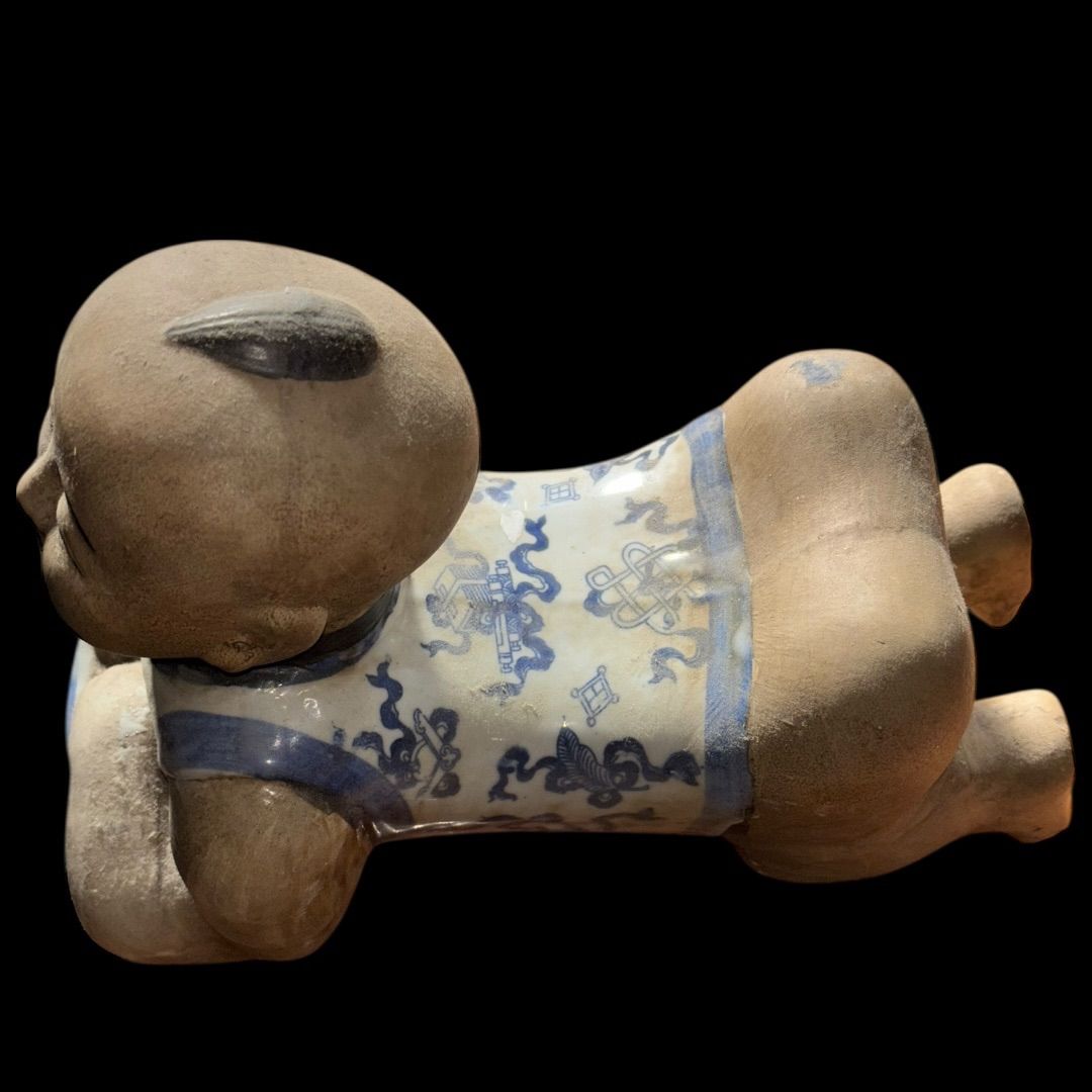 中国美術 枕 中国磁器 青と白 染付 アンティーク 骨董 中国陶磁器枕 明