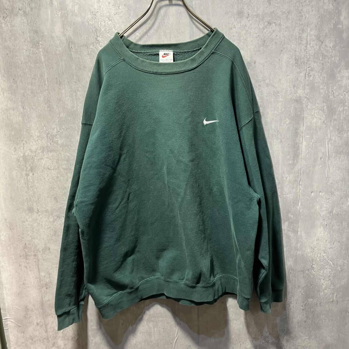 90-00 s OLD NIKE ワンポイントロゴ刺繍スウェット サイズXL グリーン ナイキ