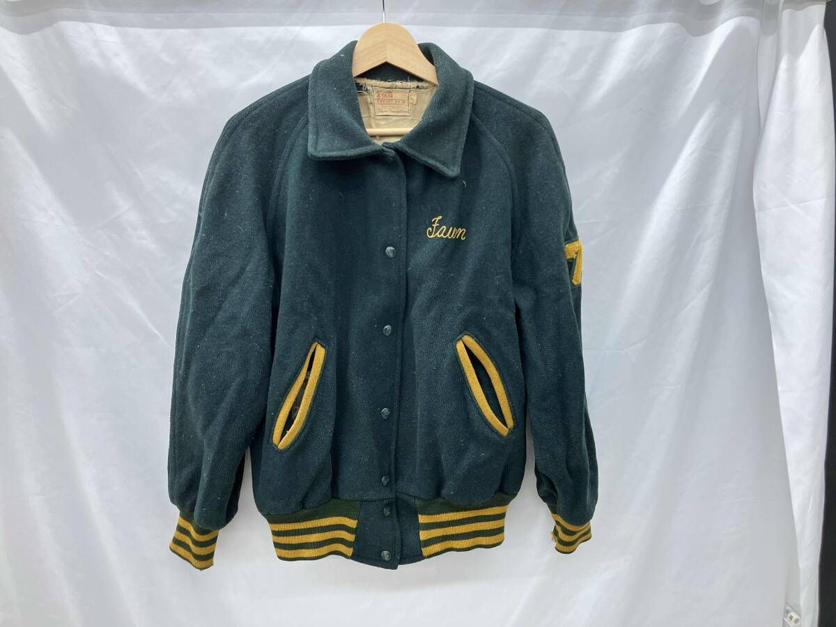 スタジャン/80s～90s/ウールセーラースタジャン/古着/グリーン/サイズ 