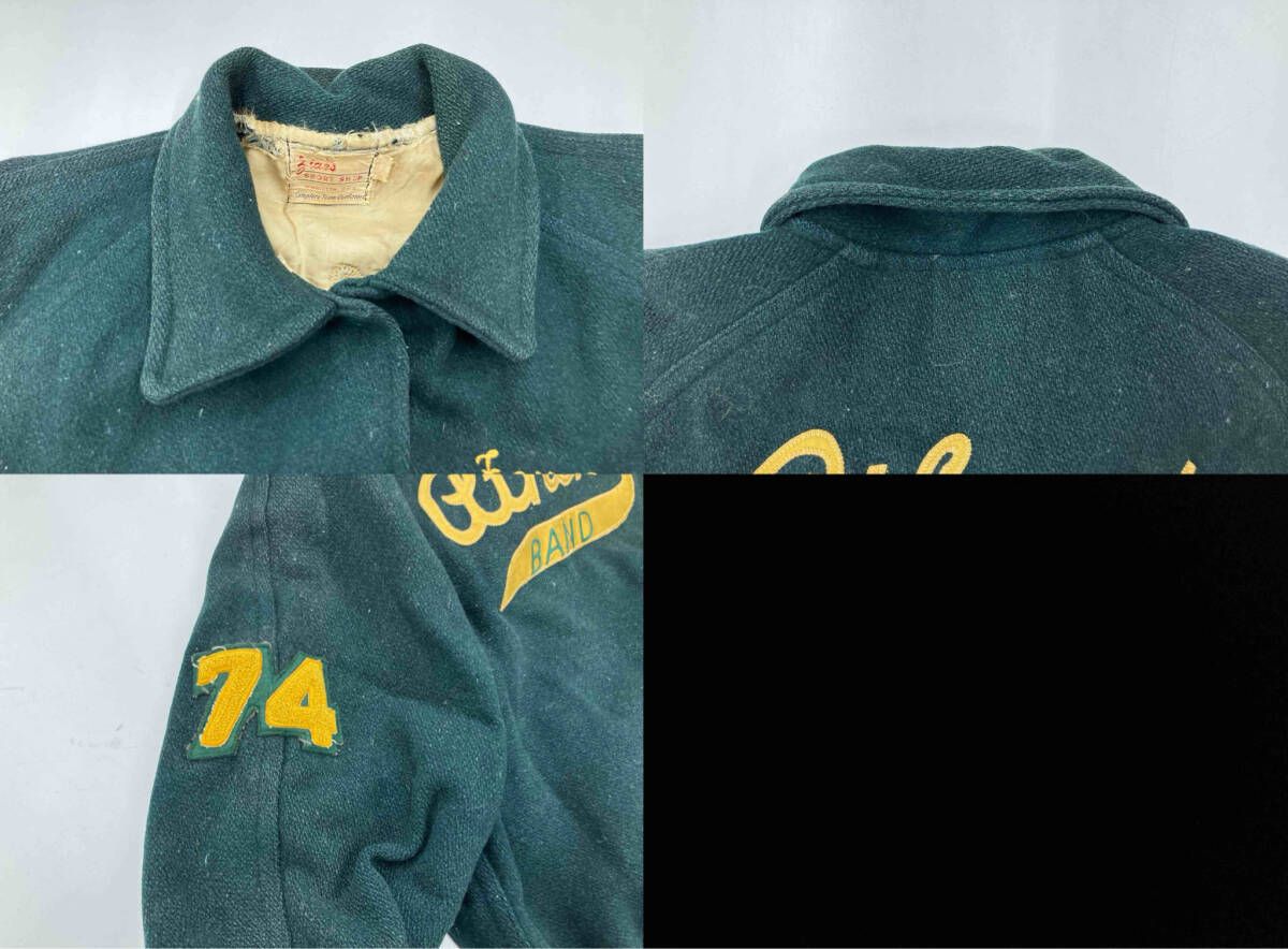 スタジャン/80s～90s/ウールセーラースタジャン/古着/グリーン/サイズ 