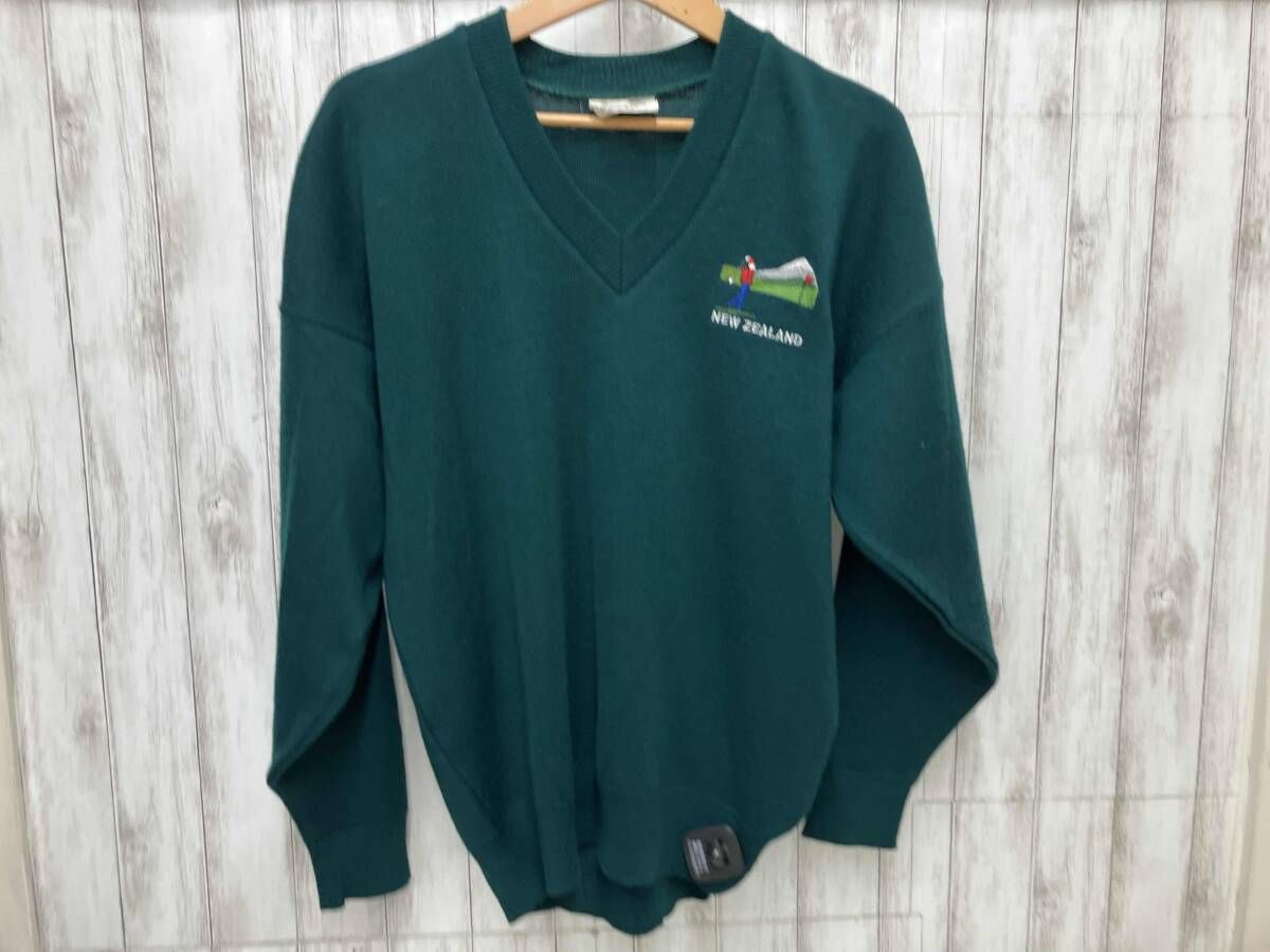 古着 100% ピュアウール グリーン made in nz ニット