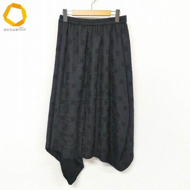 axc メフウセンソユニコ 芽風 スカート ロング フレア 変形 総柄 38 黒