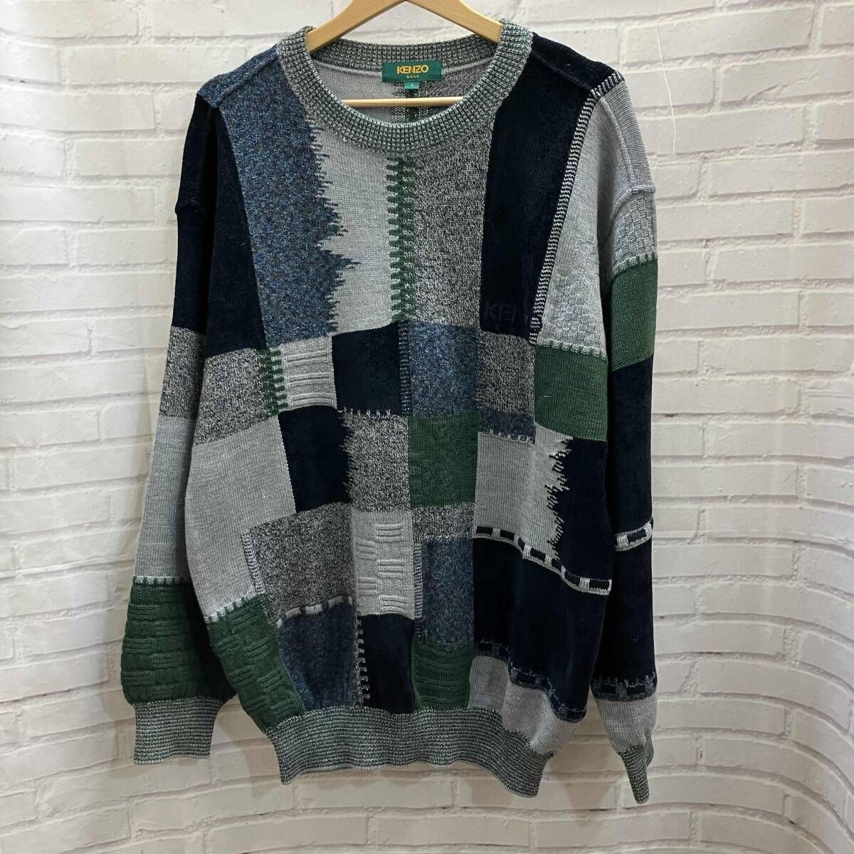 90s⁄KENZO ケンゾー ニット セーター 幾何学総柄 クレイジーカラー 4 