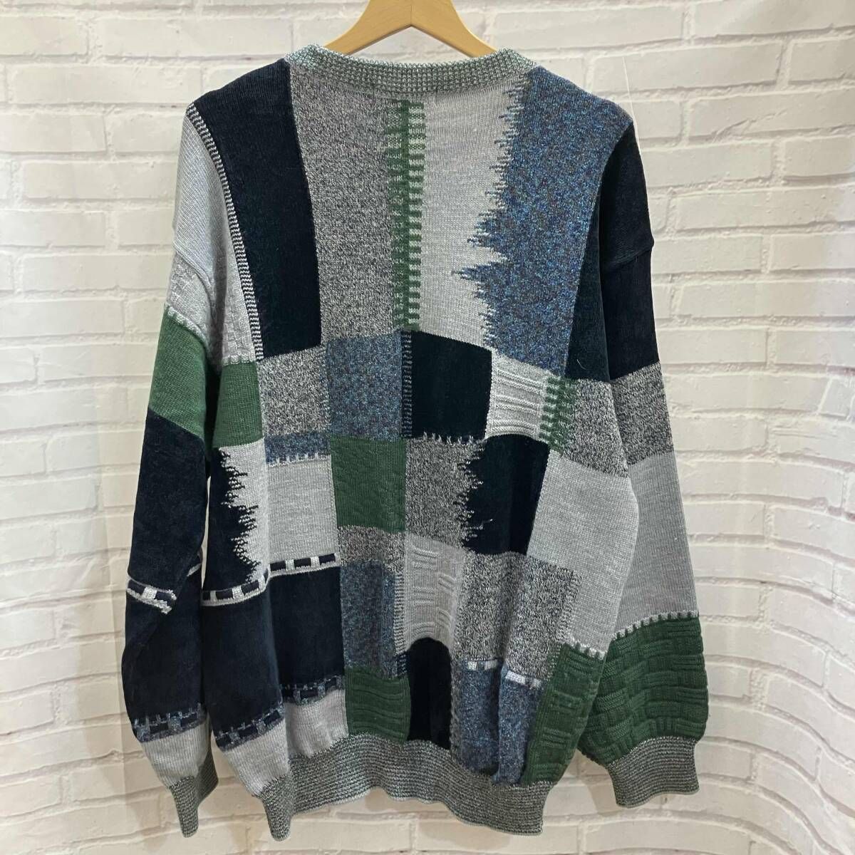 KENZOケンゾー クレイジーパターン ニット 刺繍 デカロゴ 90s L〜XL