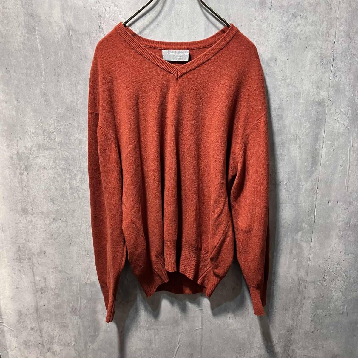 89 AW archive COMME des GARCONS HOMME V neck wool knit HN 050060 オレンジ系 コムデギャルソンオム