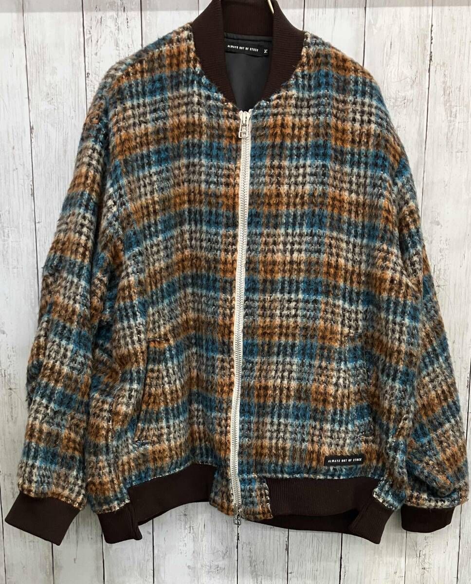 ALWAYS OUT OF STOCK / SHAGGY CHECK ZIP-UP BLOUSON/ブルゾン/XL/マルチカラー ALWAYS OUT OF STOCK SHAGGY CHECK ZIP-UP BLOUSON オールウェイズ