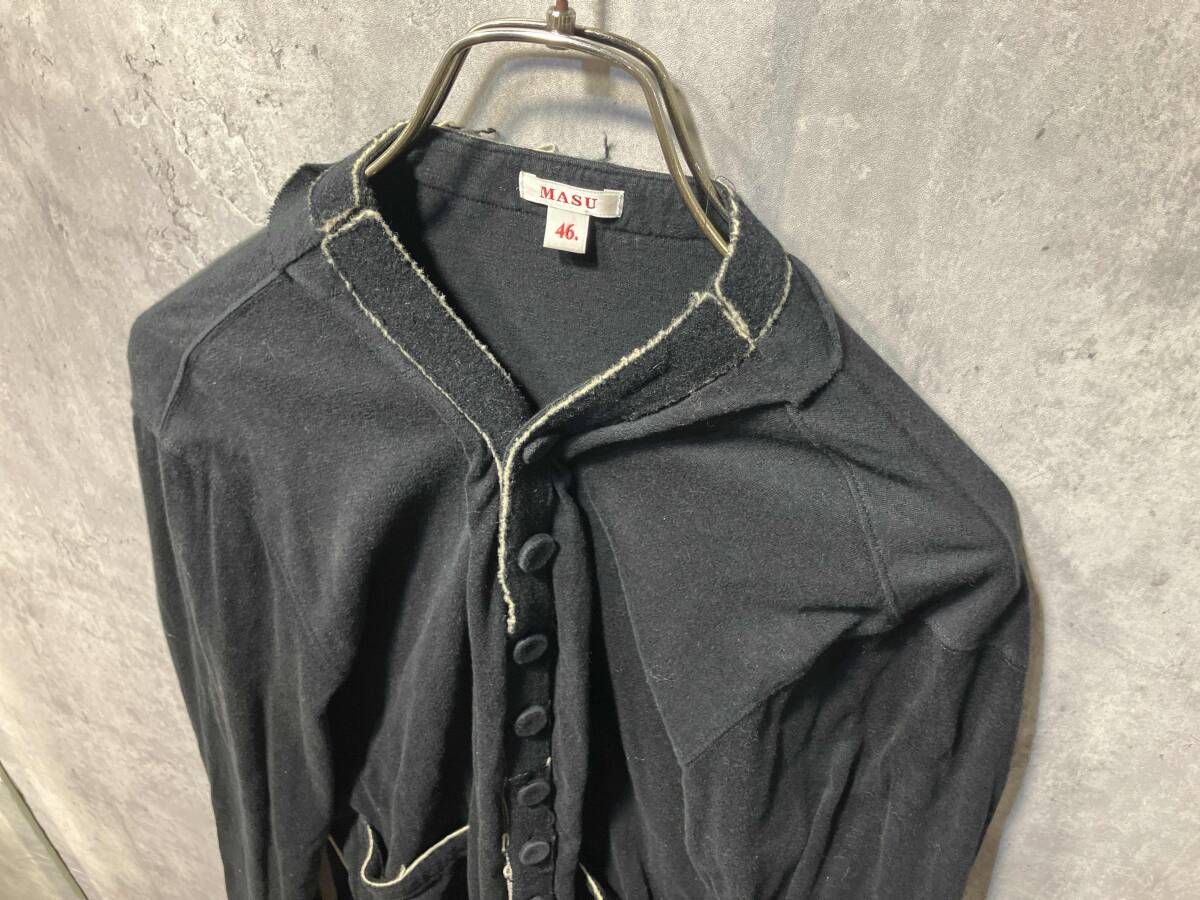 21AW MASU コットンカーディガン サイズ46 ブラック エムエーエスユー