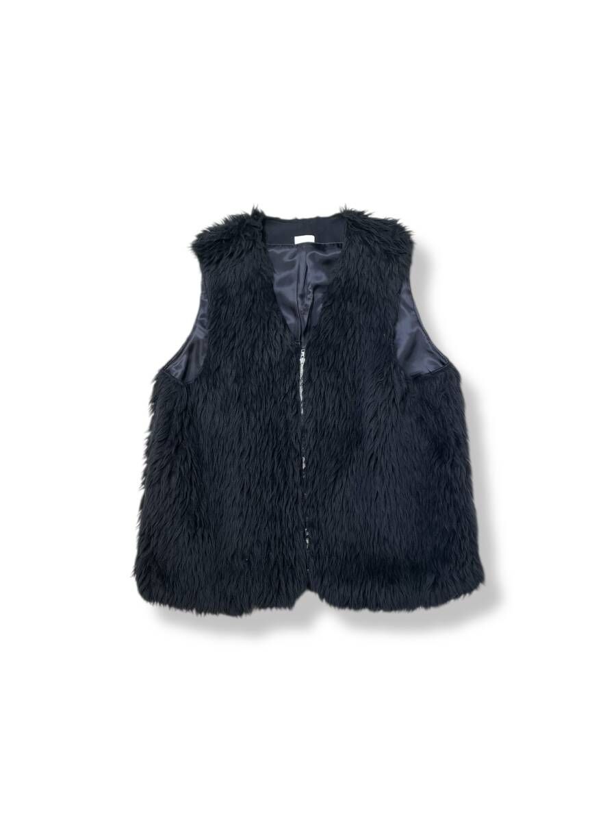 COMME des GARCONS HOMME DEUX フェイクファー ベスト ブラック DN V 021 サイズМ コムデギャルソンオムドゥ