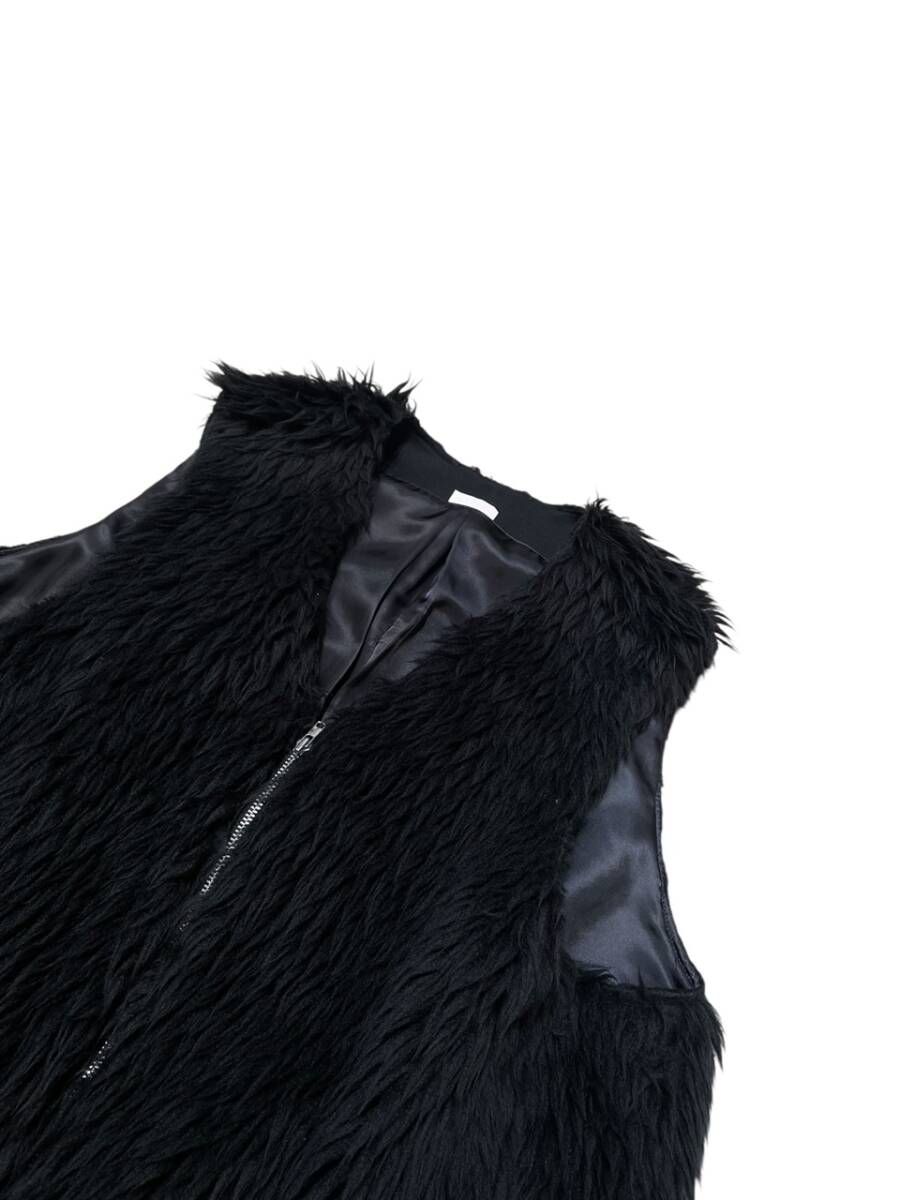 COMME des GARCONS HOMME DEUX フェイクファー ベスト ブラック DN