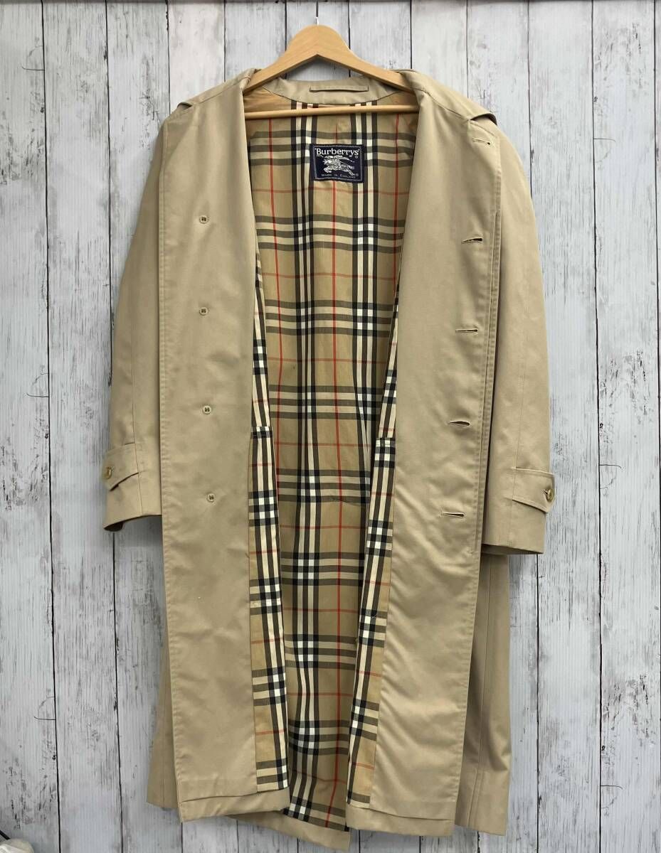 BURBERRY BLACK LABEL】ステンカラーコート 黒 チェック M 美品
