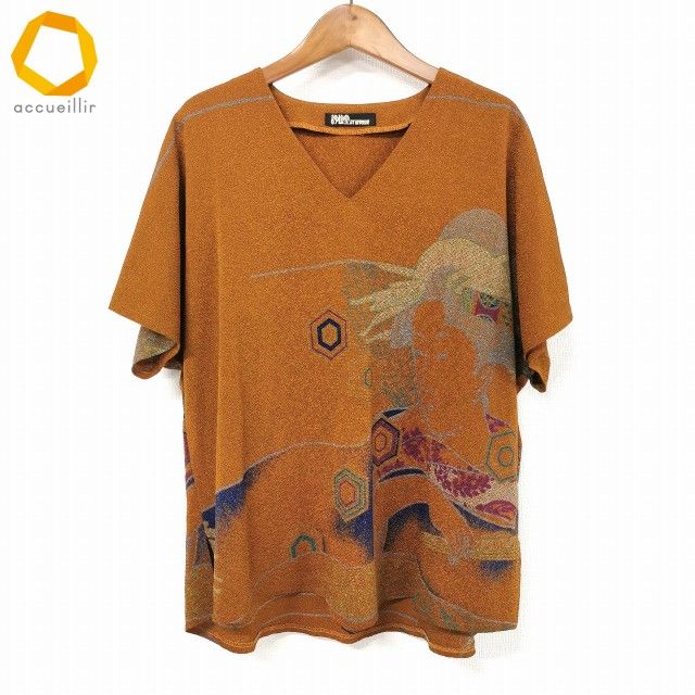 snc 詩仙堂 ヒトシタムラ チュニック ちりめん ドルマン 浮世絵 和柄 オレンジ系 レディース 909120