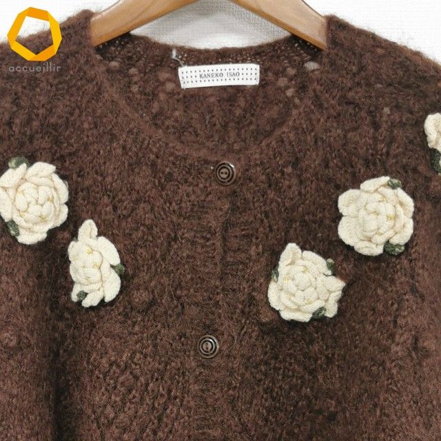wnc カネコイサオ KANEKO ISAO カーディガン 長袖 ニット 花モチーフ
