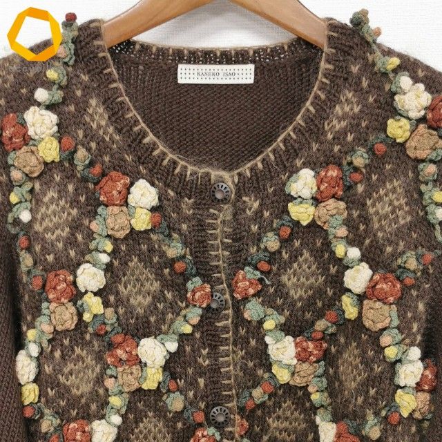 wnc カネコイサオ KANEKO ISAO カーディガン 長袖 ニット 花モチーフ
