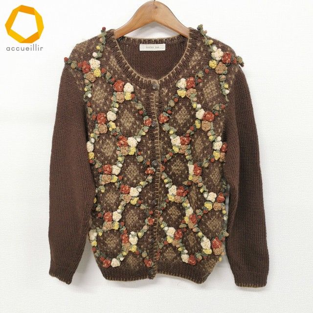 wnc カネコイサオ KANEKO ISAO カーディガン 長袖 ニット 花モチーフ