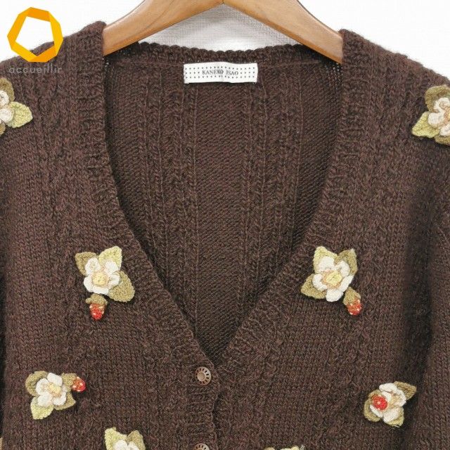 wnc カネコイサオ KANEKO ISAO カーディガン 長袖 ニット 花モチーフ