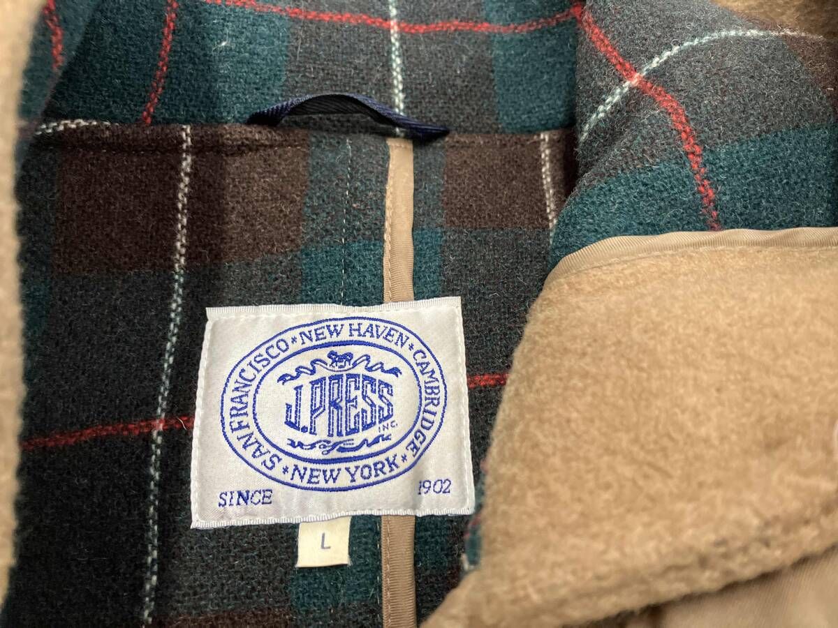 J.PRESS/ダッフルコート/Lサイズ/ブラウン/内側グリーンチェック