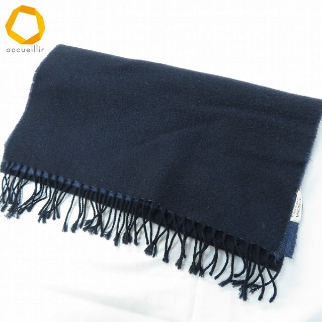AGNONA カシミヤ100%マフラー we アニオナ AGNONA マフラー 紺 ブルーグレー 無地 カシミヤ ウール混
