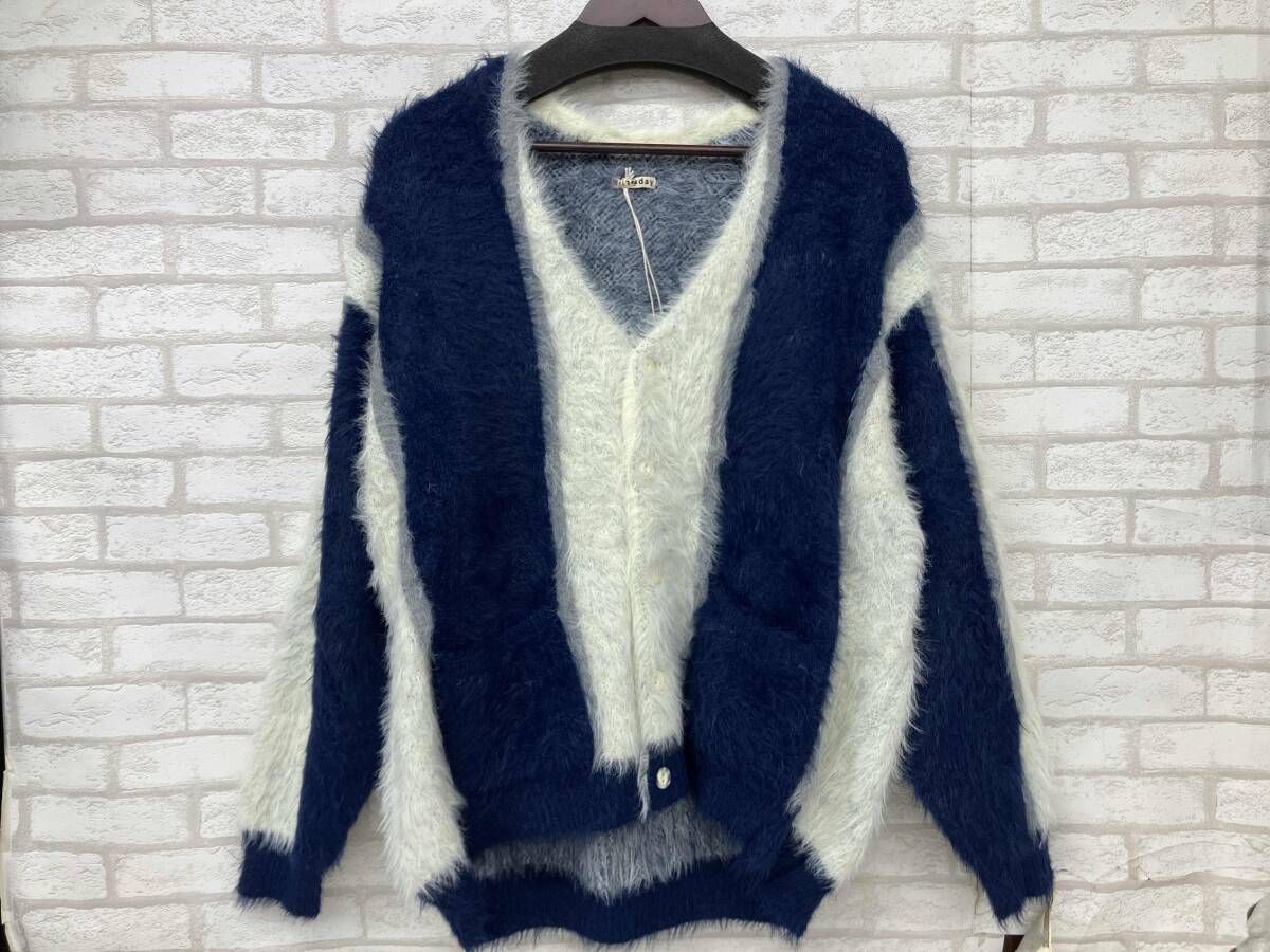 WENZDAY wzd-s 2-4001 ウェンズディ カーディガン ナイロン ネイビー ホワイト ストライプ メンズ L