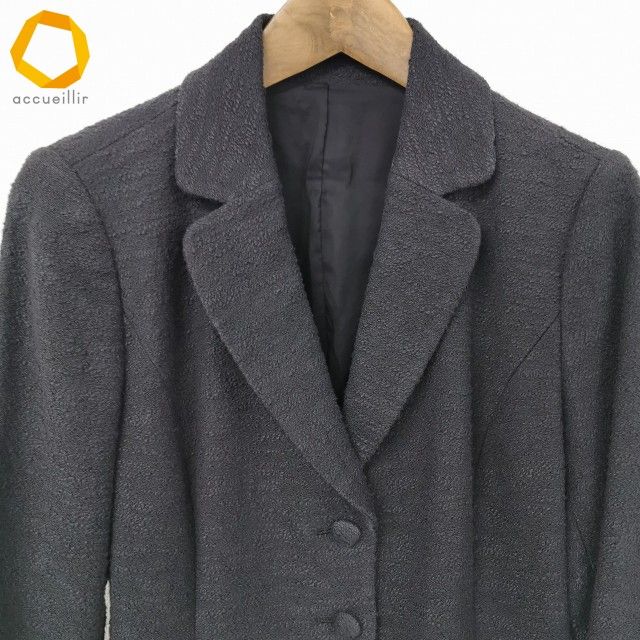 美品✨レリアン ロロピアーナ ジャケット 13号 シルク混 ブラック anc レリアン Leilian ジャケット ロロピアーナ生地 イタリア製生地