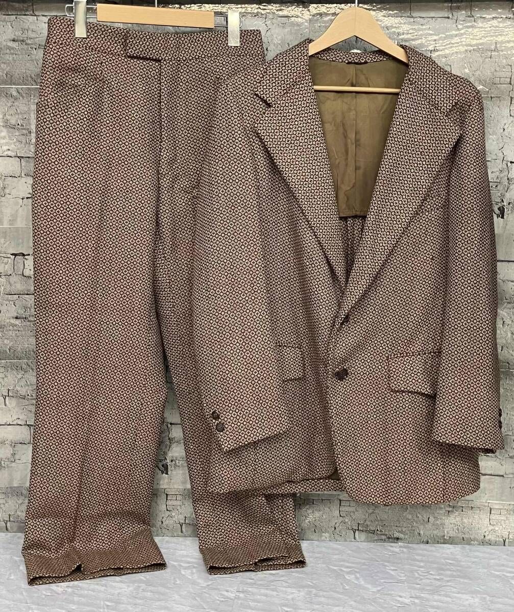 Vintage Eagle Clothes イーグルクローズ セットアップ テーラードジャケット スラックス talon カムロック 総柄 ワインレッド ホワイト