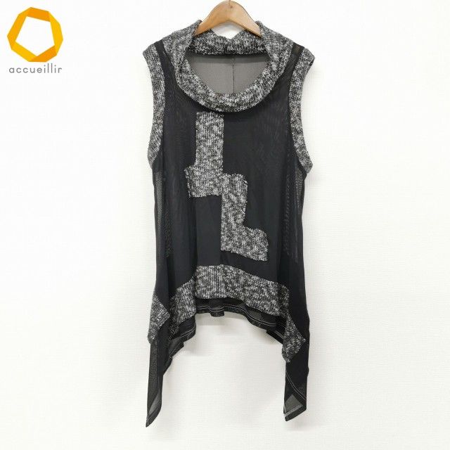 wnc エターナリーブレイズ エイココンドウ EIKO KONDO チュニック ノースリーブ ニット シースルー F 黒 白 レディース 974064