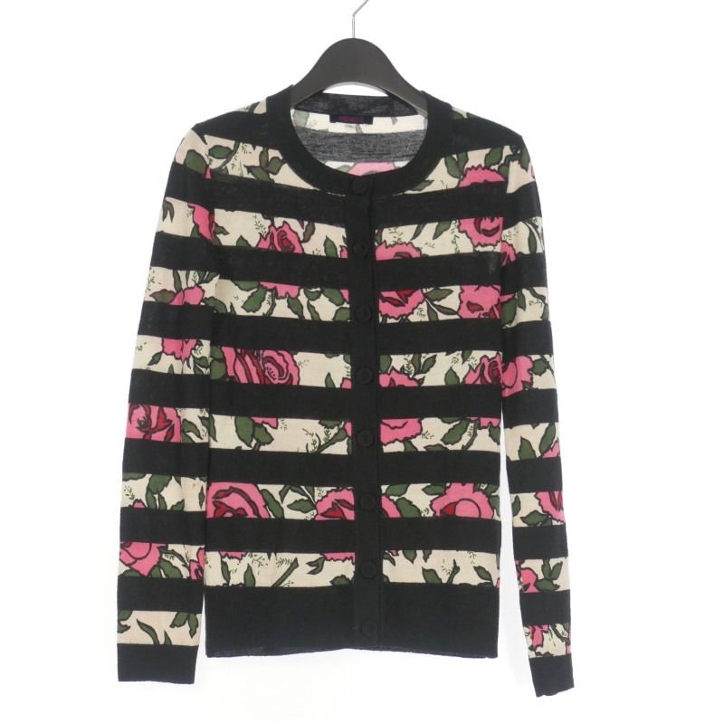 ケンゾー KENZO ボーダー ニットカーディガン セーター 花柄 長袖 S