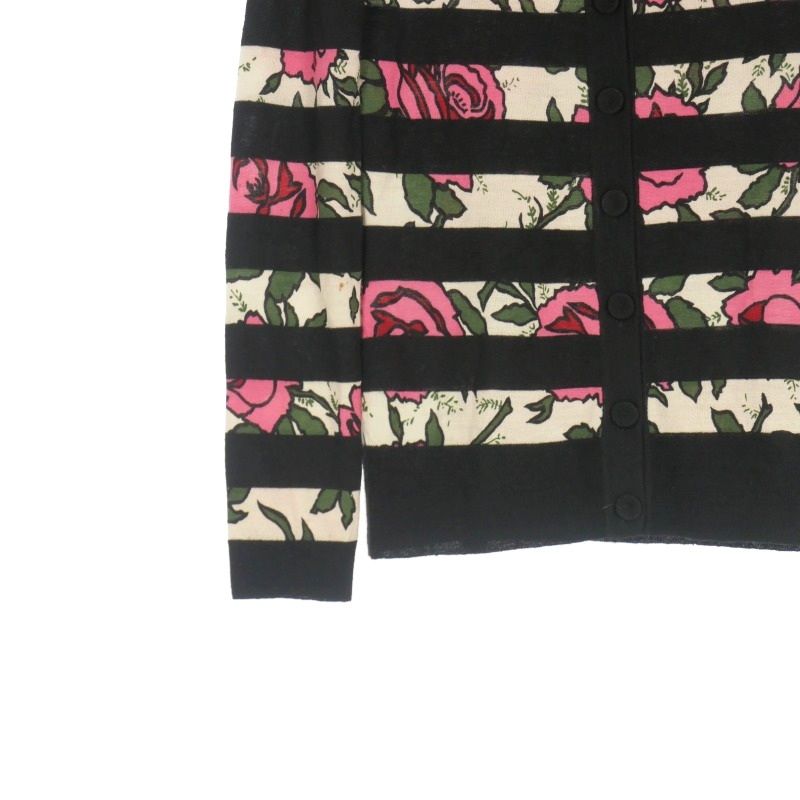 ケンゾー KENZO ボーダー ニットカーディガン セーター 花柄 長袖 S