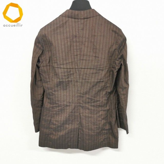 spc アレキサンダーマックイーン ジャケット S 1 B ストライプ 46 茶系 麻混 イタリア製 ハンガー付き メンズ 979402
