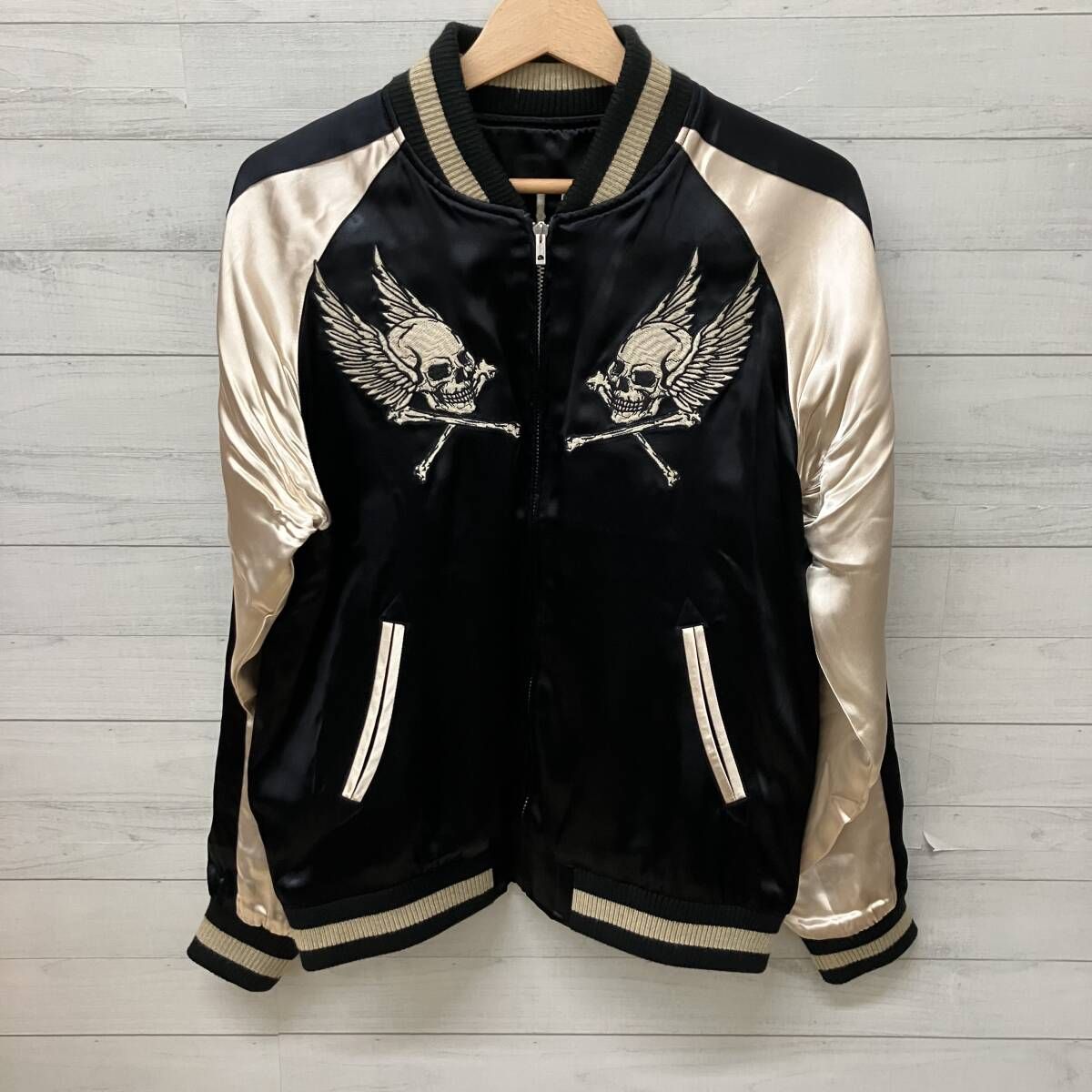 VANSON バンソン スカジャン リバーシブル ドクロ刺繍 ブラック