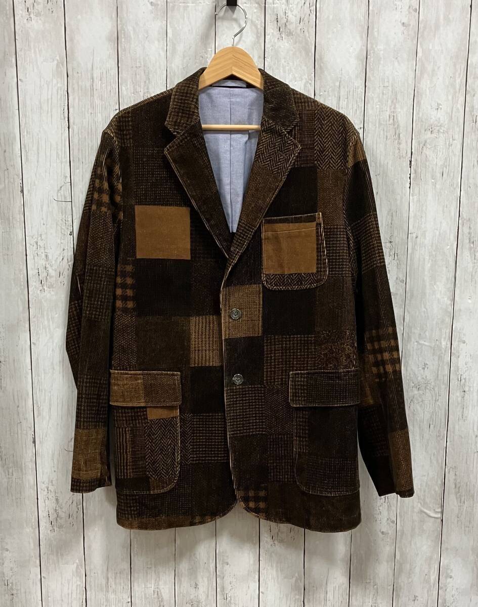 BEAMS PLUS テーラードジャケット パッチワークコーデュロイ3ボタンジャケット 11 16 1668 803 BROWN サイズXL ビームスプラス