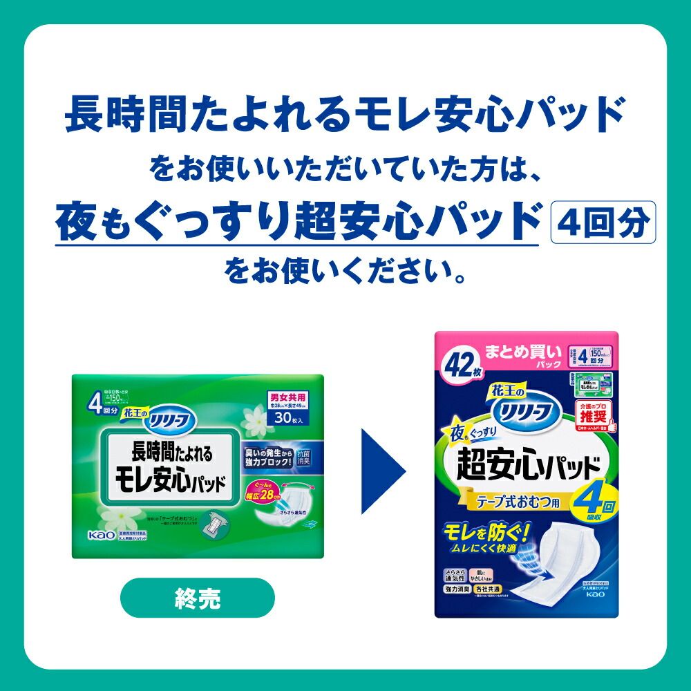 リリーフ超安心テープ式おむつ用パッド4回分42×6個セット - メルカリ