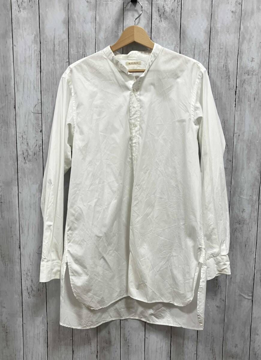 HEUGN／長袖シャツ／Rob コットンポプリンバンドカラーシャツ
