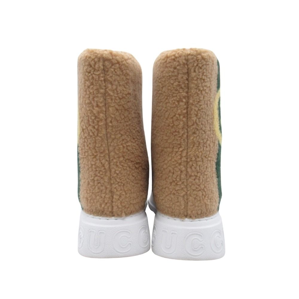 美品 24aw GUCCI グッチ ウェブライン ボアフリース ミドルブーツ ロゴ