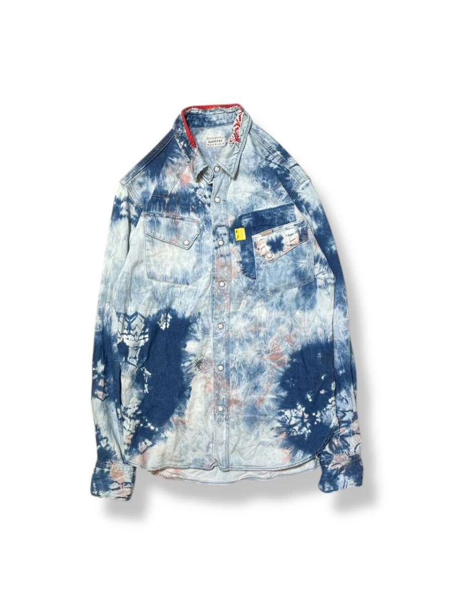 KAPITAL KOUNTRY 長袖シャツ TIE DYE DENIM SHIRT Lサイズ ブルー EK-899 キャピタル