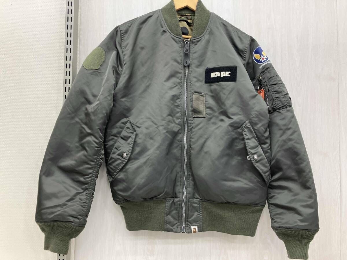 A BATHING APE ×ALPHA フライトジャケット アベシングエイプ ×アルファ カーキ メンズ XLサイズ