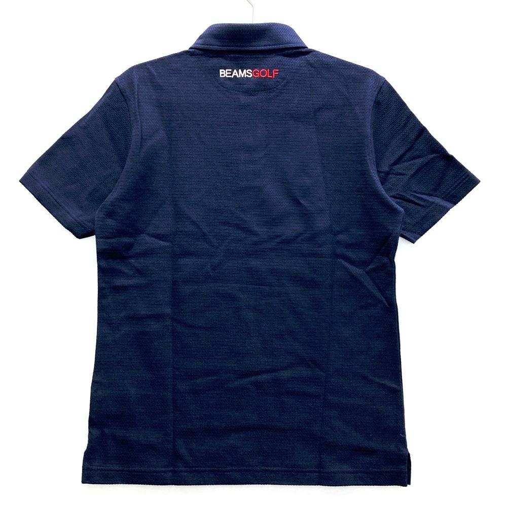 サイズ S BEAMS GOLF ビームスゴルフ 半袖ポロシャツ ロゴ刺繍 ネイビー系 ゴルフウェア メンズ ストスト
