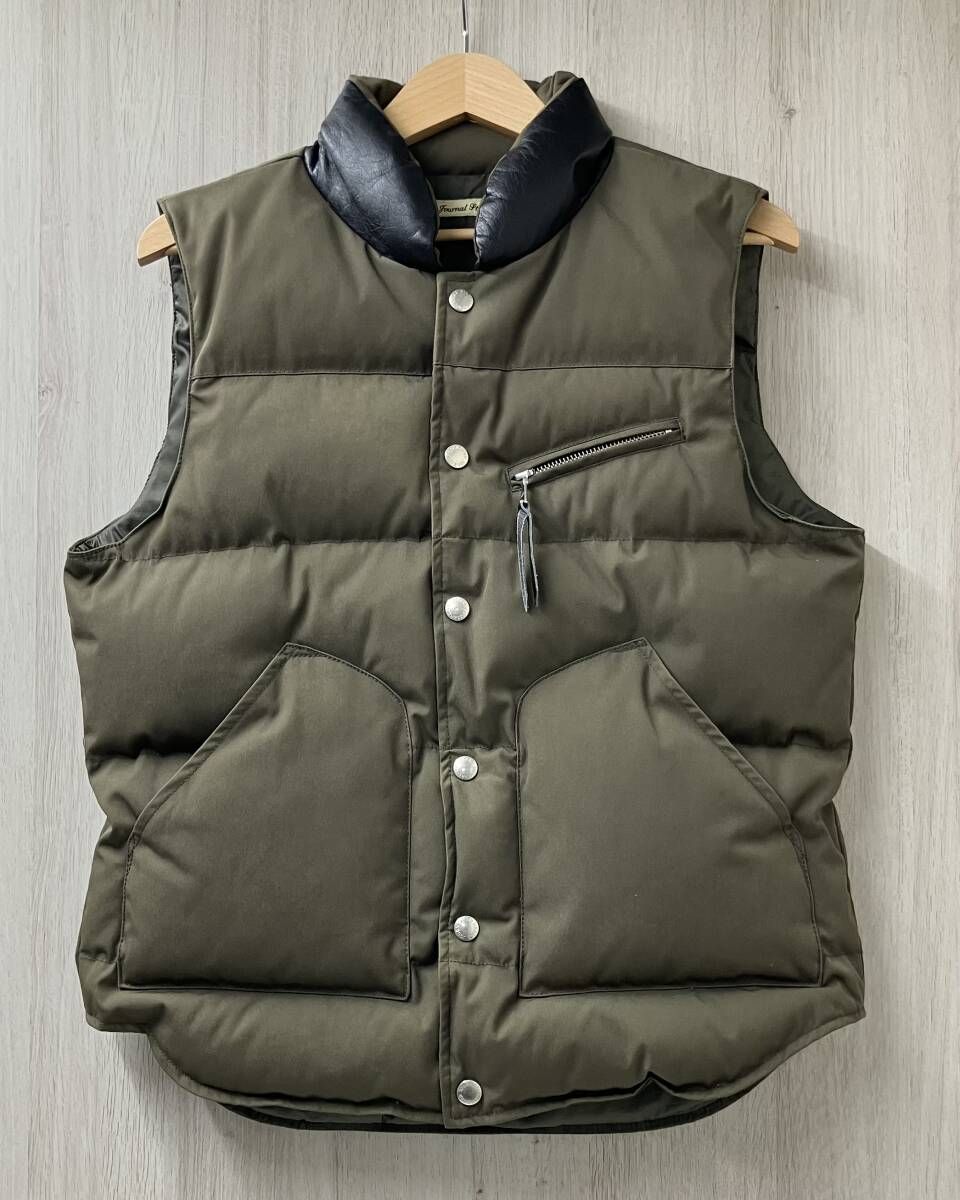 JOURNAL STANDARD ジャーナル 襟レザー ダウンベスト サイズM モスグリーン