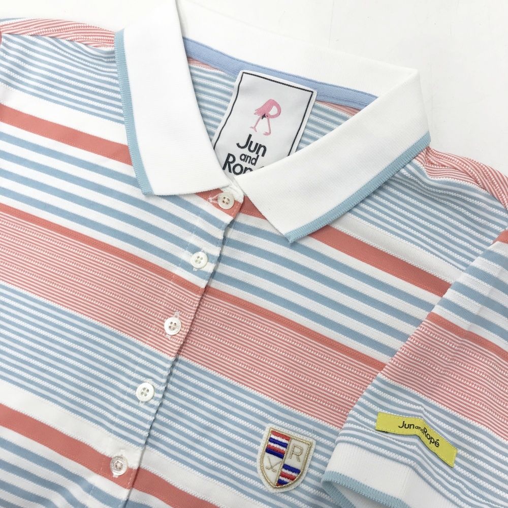 サイズ：L JUN&ROPE ジュン アンド ロペ 半袖ポロシャツ ボーダー柄