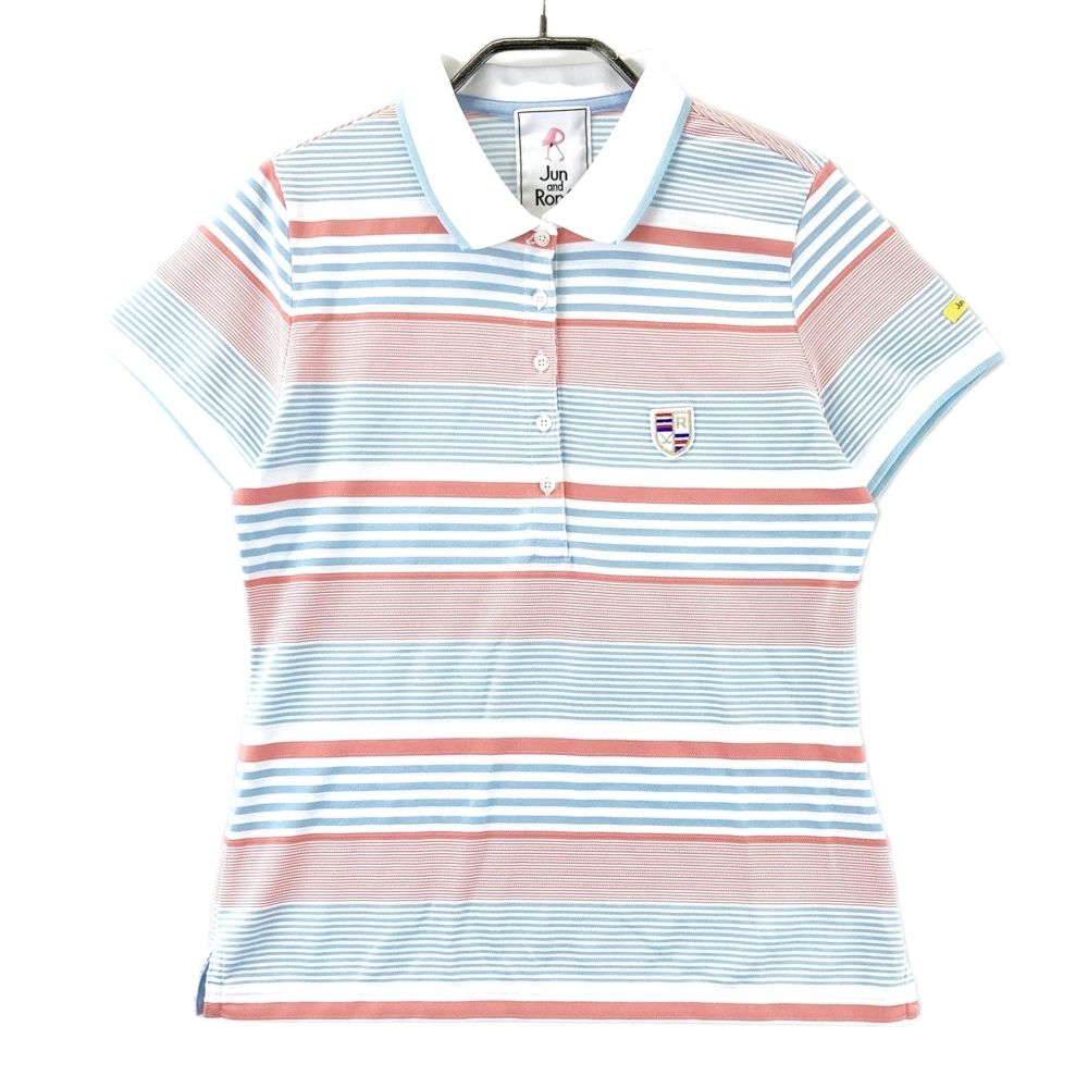 サイズ：L JUN&ROPE ジュン アンド ロペ 半袖ポロシャツ ボーダー柄