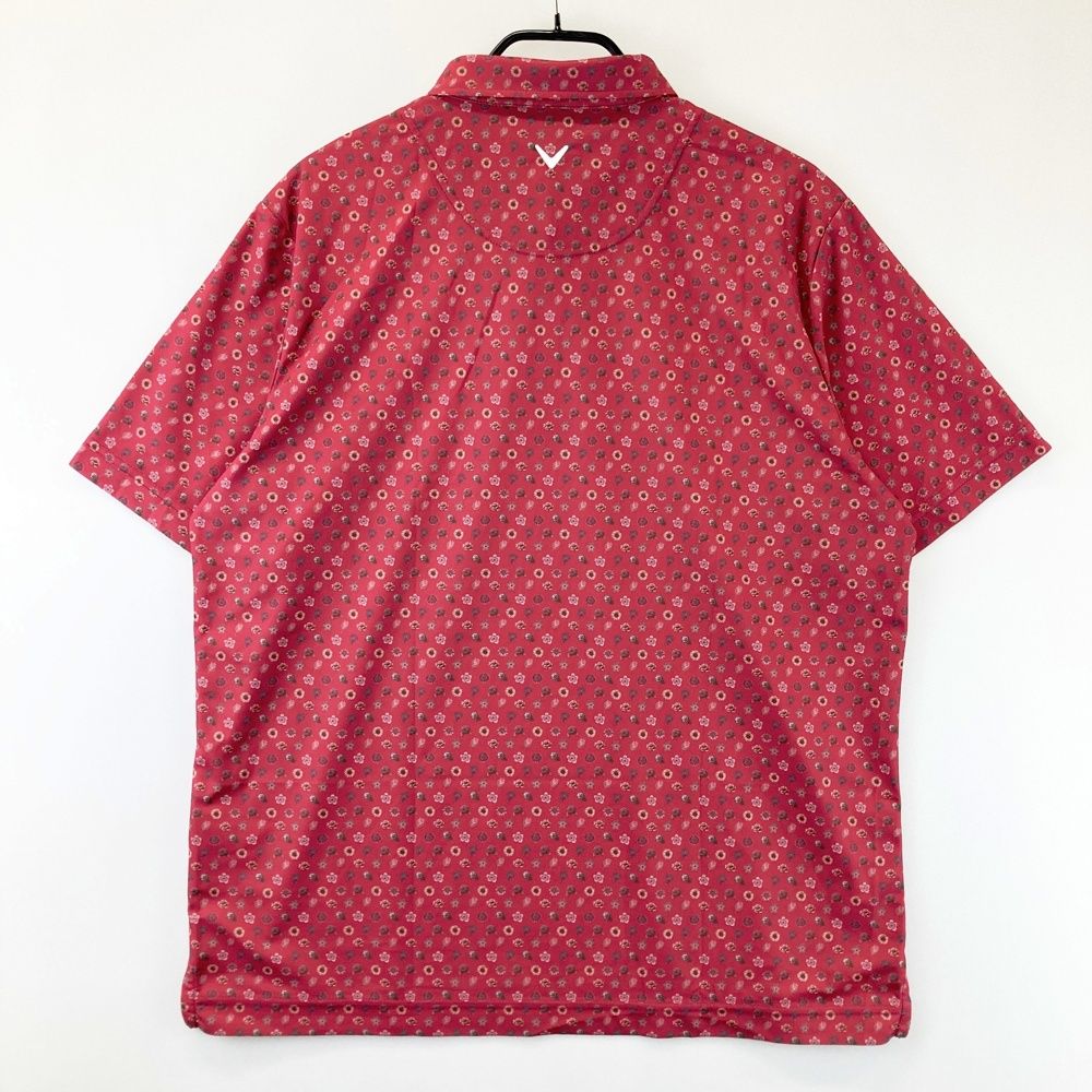 サイズ 3 L キャロウェイ 半袖ポロシャツ 花柄 レッド系 ゴルフウェア メンズ ストスト