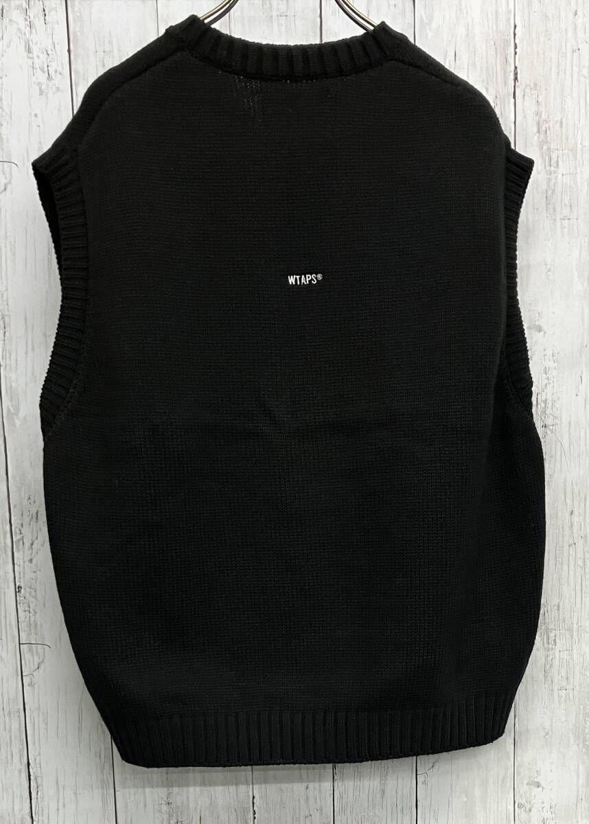 WTAPS ニットベスト ダブルタップス Vネック 23AW 配送 ブラック size01