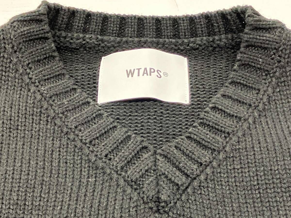 WTAPS ニットベスト ダブルタップス Vネック 23AW 配送 ブラック size01