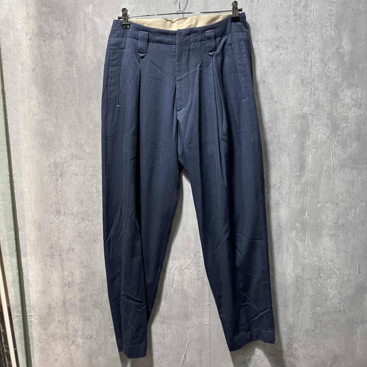 MARITHE GIRBAUD 4 TUCK PANTS サイズM ネイビー マリテフランソワジルボー