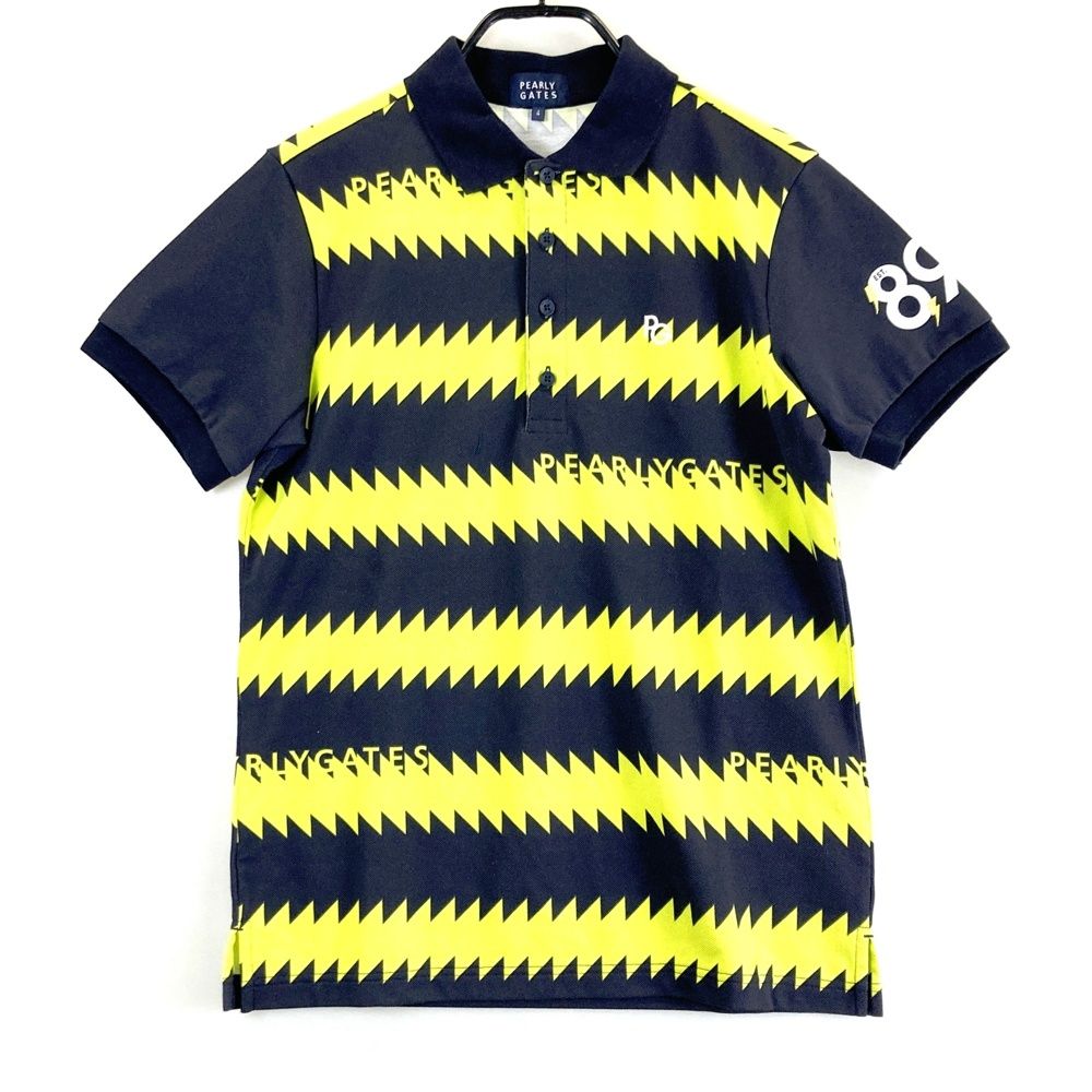サイズ 4 PEARLY GATES パーリーゲイツ 半袖ポロシャツ ボーダー柄 イエロー系 ゴルフウェア メンズ ストスト