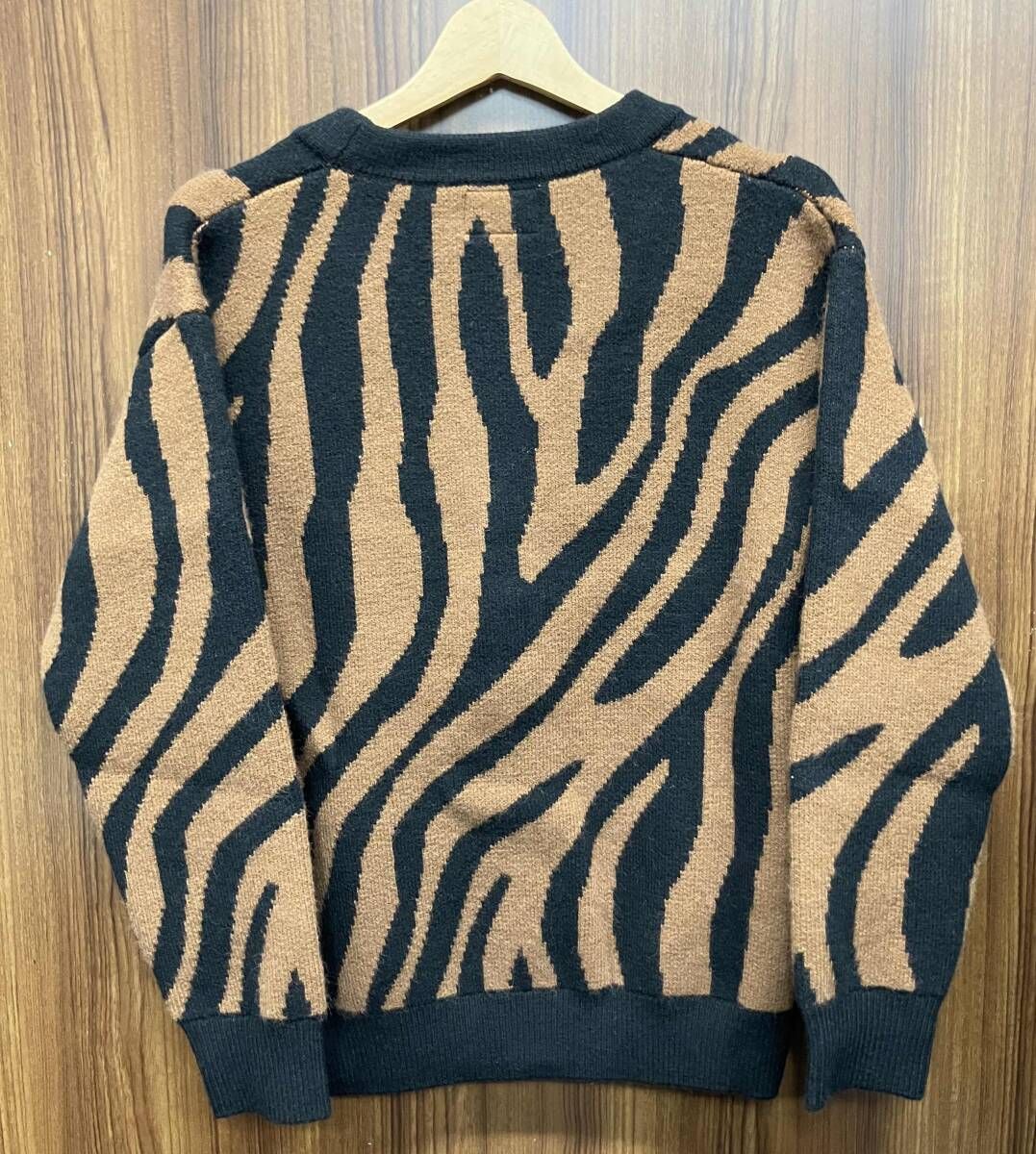 ブラウン OLD KARAKU WORK カラクワーク Satoshi Kawamata ニットカーディガン M 豹柄