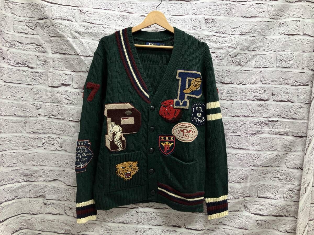 POLO RALPH LAUREN ワッペン カーディガン 表記サイズ XS グリーン