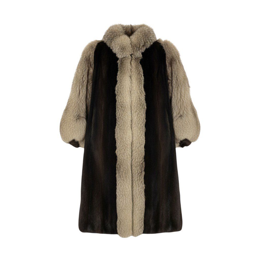 6L5 マホガニーミンク × シルバーフォックス 丈118cm 超ロングコート