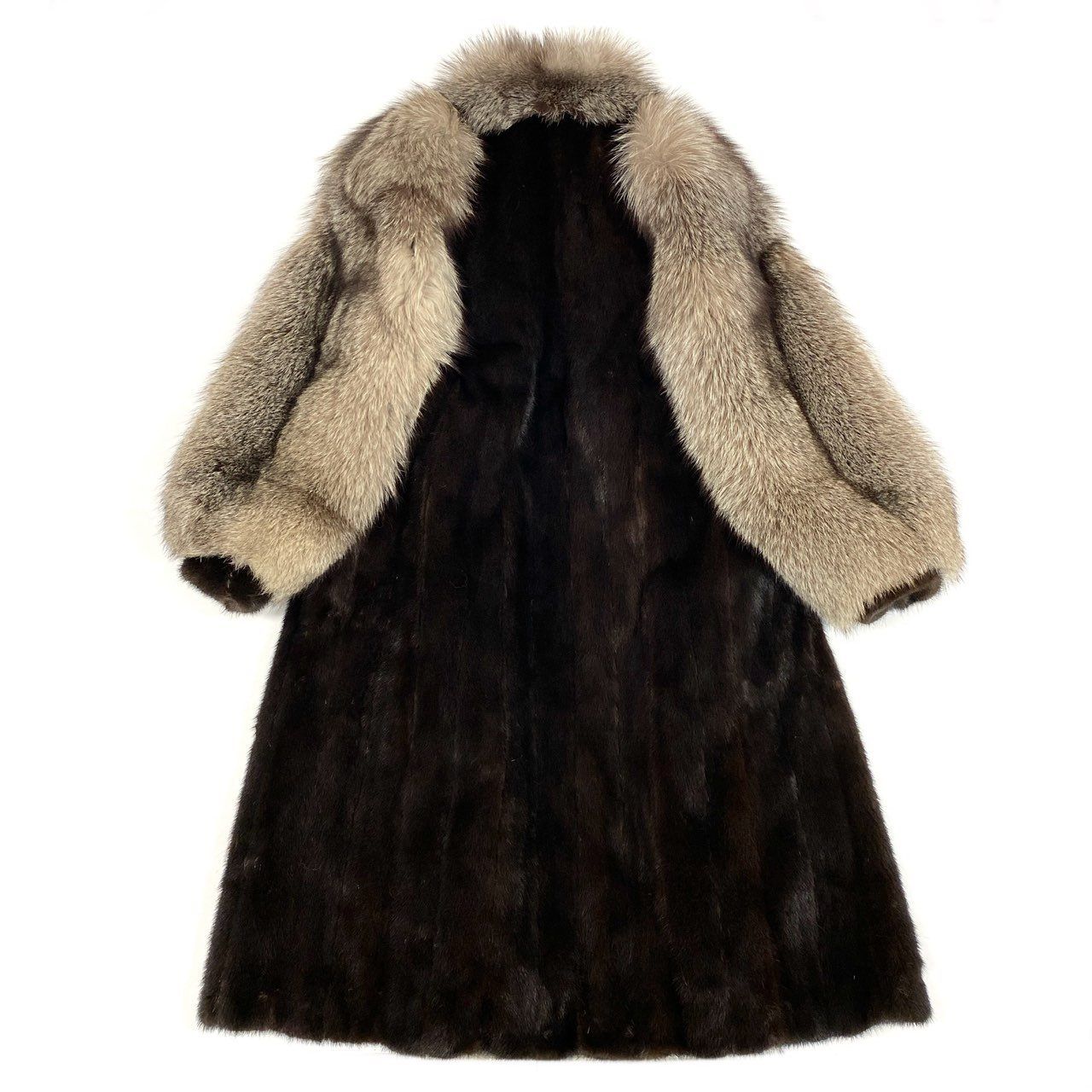 6L5 マホガニーミンク × シルバーフォックス 丈118cm 超ロングコート