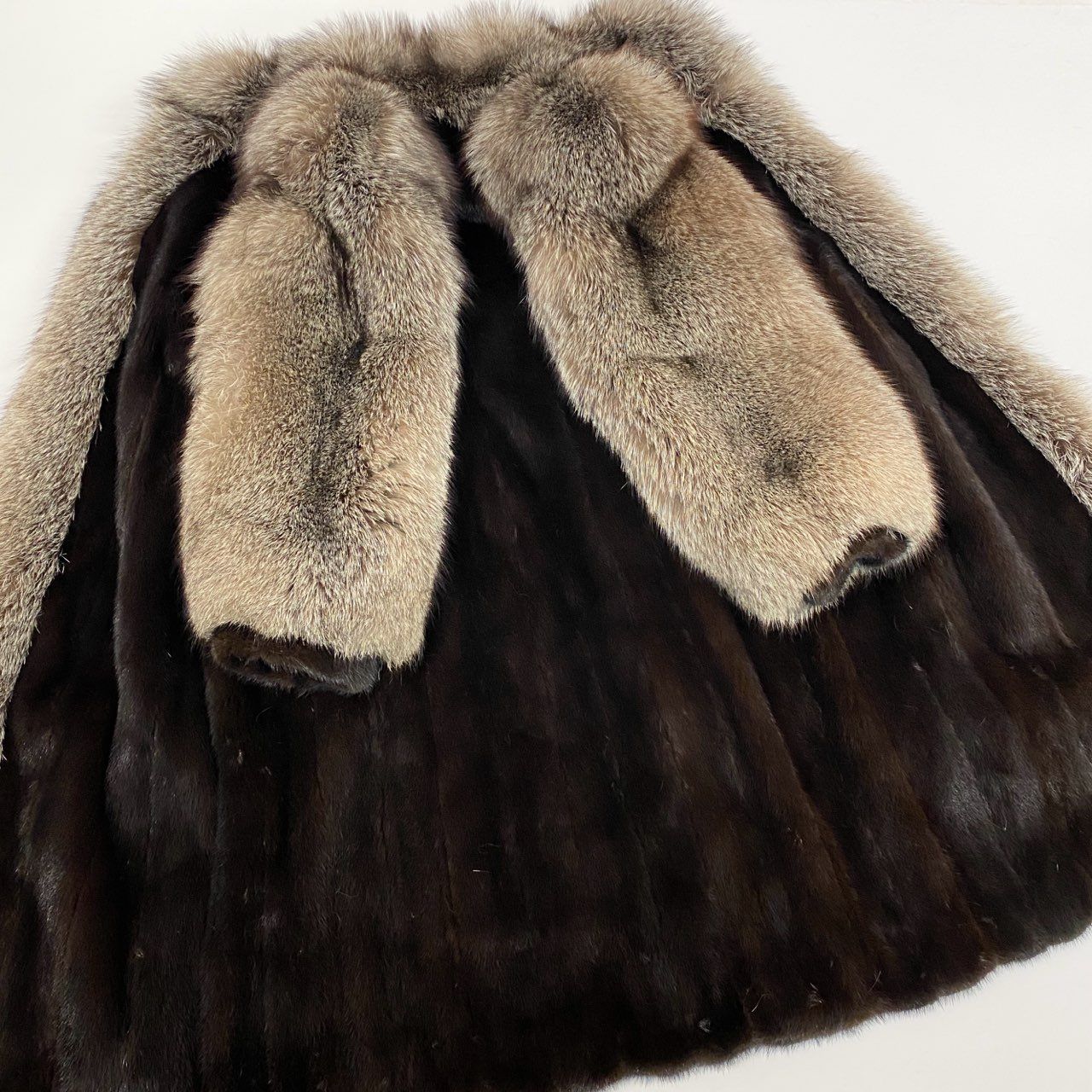 6L5 マホガニーミンク × シルバーフォックス 丈118cm 超ロングコート