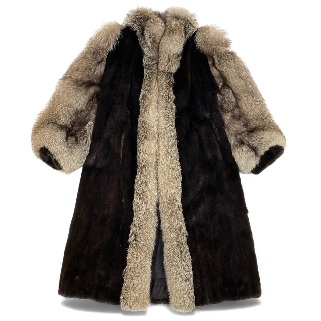 6L5 マホガニーミンク × シルバーフォックス 丈118cm 超ロングコート